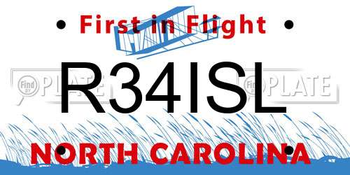 R34ISL North Carolina License Plate