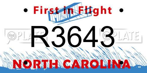 R3643 North Carolina License Plate