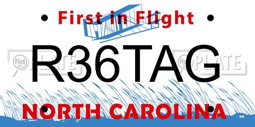R36TAG North Carolina License Plate