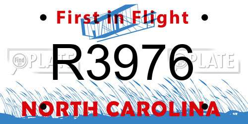 R3976 North Carolina License Plate