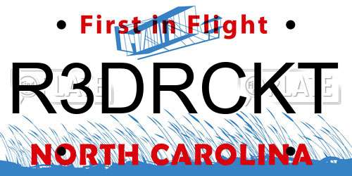 R3DRCKT North Carolina License Plate