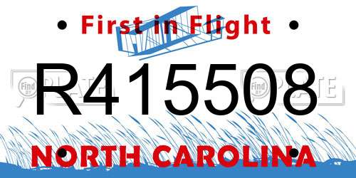 R415508 North Carolina License Plate