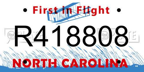 R418808 North Carolina License Plate