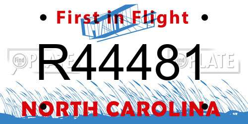 R44481 North Carolina License Plate