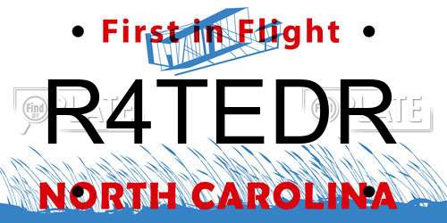 R4TEDR North Carolina License Plate