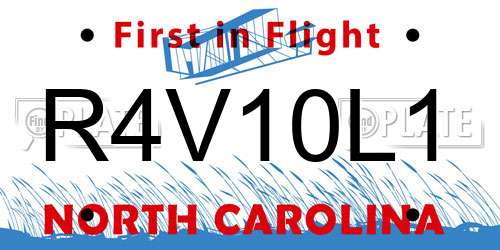 R4V10L1 North Carolina License Plate
