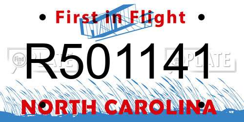 R501141 North Carolina License Plate