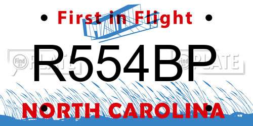 R554BP North Carolina License Plate