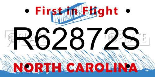 R62872S North Carolina License Plate
