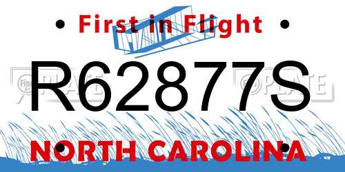 R62877S North Carolina License Plate