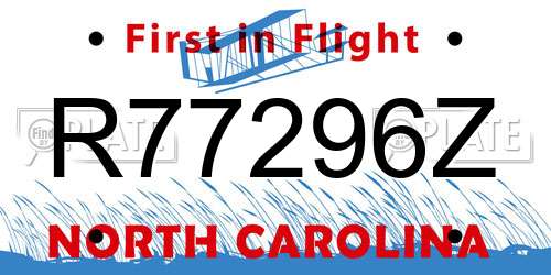 R77296Z North Carolina License Plate