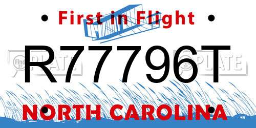 R77796T North Carolina License Plate