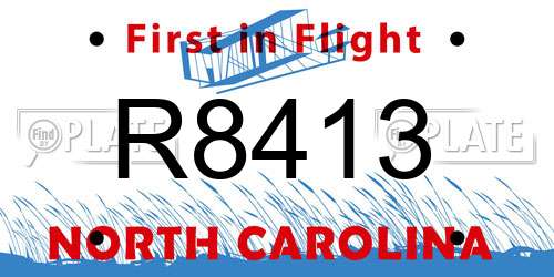 R8413 North Carolina License Plate