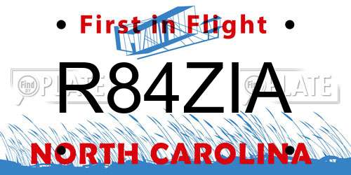 R84ZIA North Carolina License Plate