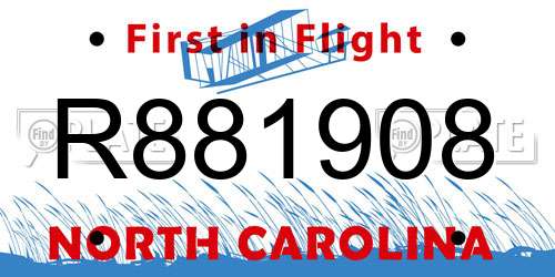 R881908 North Carolina License Plate