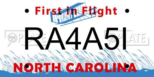 RA4A5I North Carolina License Plate