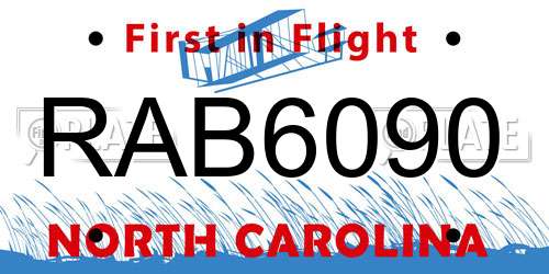 RAB6090 North Carolina License Plate