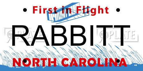 RABBITT North Carolina License Plate