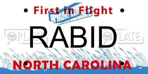 RABID North Carolina License Plate