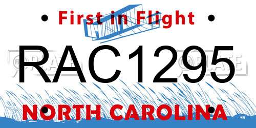 RAC1295 North Carolina License Plate