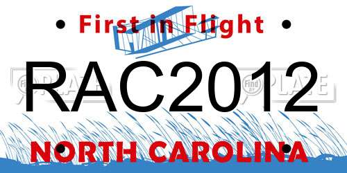 RAC2012 North Carolina License Plate