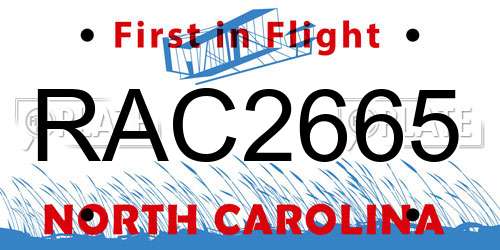 RAC2665 North Carolina License Plate
