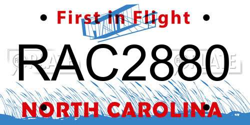 RAC2880 North Carolina License Plate