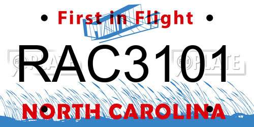 RAC3101 North Carolina License Plate