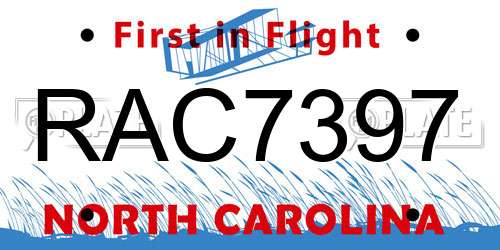 RAC7397 North Carolina License Plate