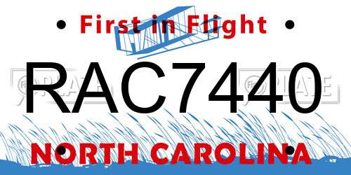 RAC7440 North Carolina License Plate