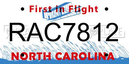 RAC7812 North Carolina License Plate