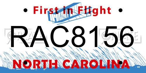 RAC8156 North Carolina License Plate