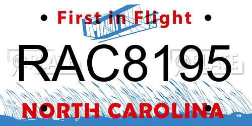 RAC8195 North Carolina License Plate