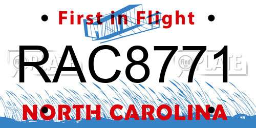 RAC8771 North Carolina License Plate
