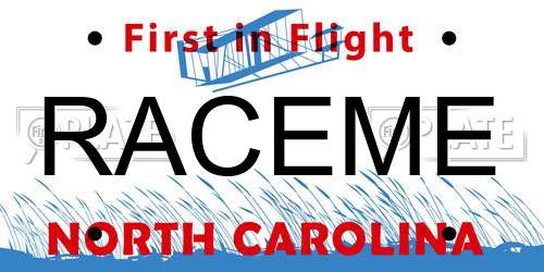 RACEME North Carolina License Plate