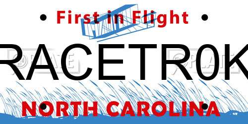 RACETR0K North Carolina License Plate