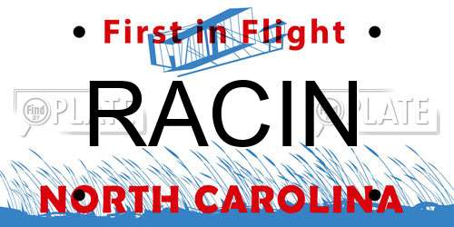 RACIN North Carolina License Plate