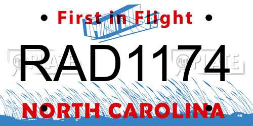 RAD1174 North Carolina License Plate