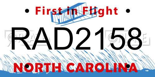 RAD2158 North Carolina License Plate