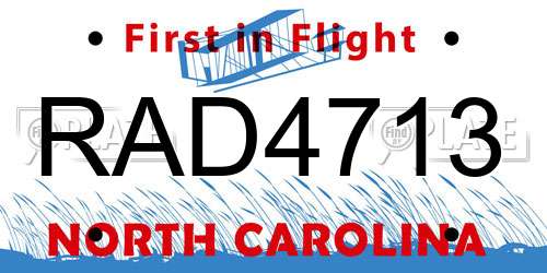 RAD4713 North Carolina License Plate