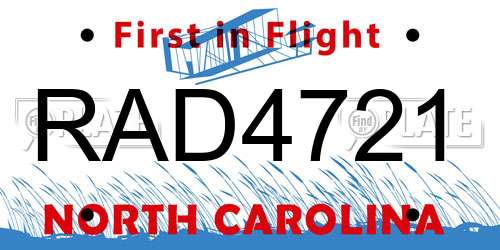 RAD4721 North Carolina License Plate