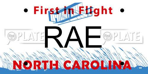 RAE North Carolina License Plate