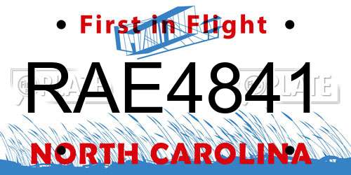 RAE4841 North Carolina License Plate
