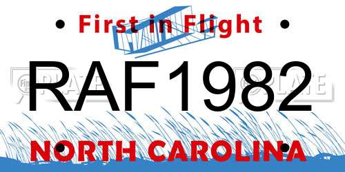 RAF1982 North Carolina License Plate
