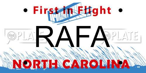 RAFA North Carolina License Plate