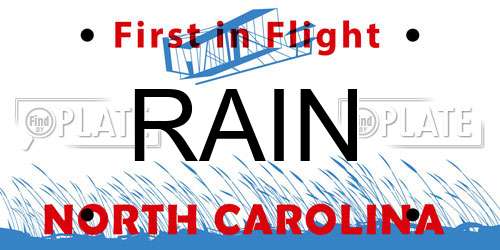 RAIN North Carolina License Plate