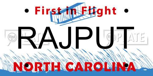 RAJPUT North Carolina License Plate