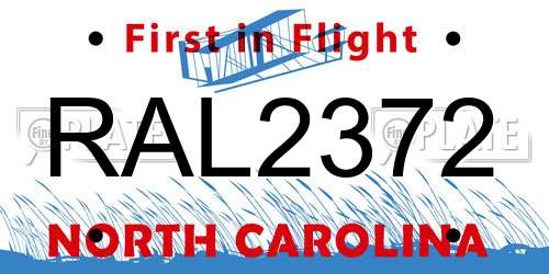 RAL2372 North Carolina License Plate