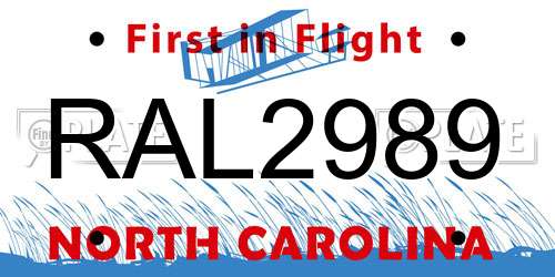 RAL2989 North Carolina License Plate