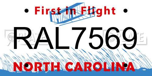 RAL7569 North Carolina License Plate
